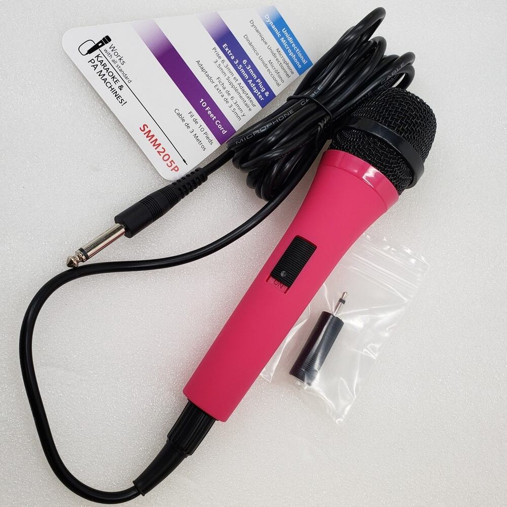 Singing Machine SMM205P Unidirectional Dynamic Microphone (Pink)